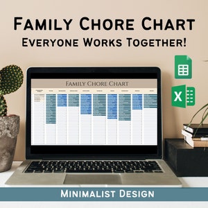 Family Chore Chart Google Sheets, Weekly Chore Chart, Editable Family Planner Printable, Weekly Family Schedule, Household Chores, Excel