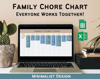 Familienarbeitsplan Google Sheets, Wochenplaner, bearbeitbarer Familienplaner zum Ausdrucken, Wochenplan für die Familie, Haushaltsarbeiten, Excel