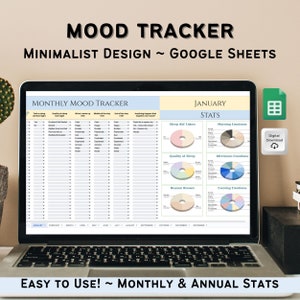 Modèle d&#39;humeur Google Sheets, feuille de calcul de suivi de l&#39;humeur, modèle d&#39;humeur, suivi de l&#39;humeur mensuel, suivi de l&#39;humeur numérique, journal de l&#39;humeur, santé mentale