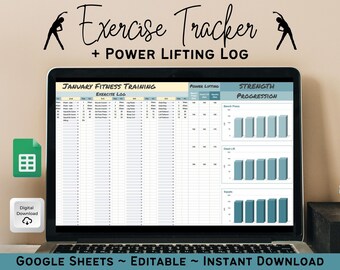 Exercise Printable Tracker, Daily Fitness Tracker, Fitness Tracker, Digital Fitness Planner, Fitness Log, Editable,Google Sheets Weight Loss