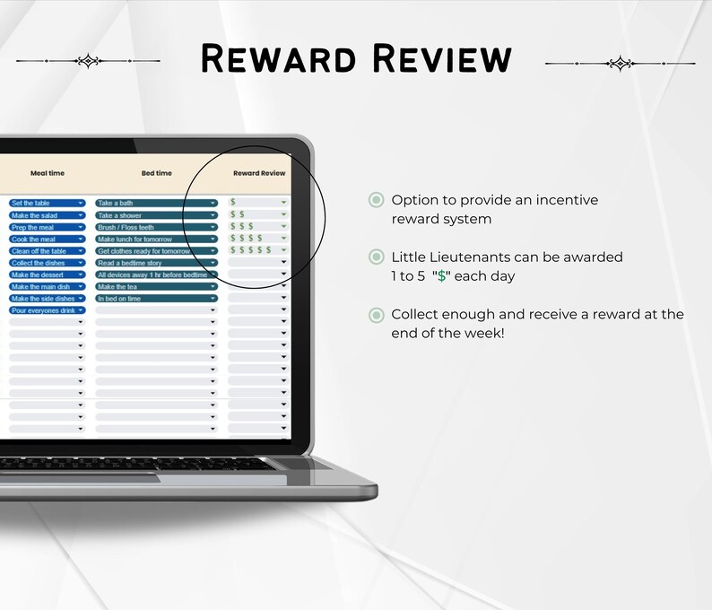 Digital Family Chore Chart Google Sheets, Excel Chore Chart, Weekly