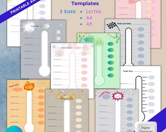 Thermometer Goal Tracker, Goal Tracker Printable, Editable Goal Tracker, Digital Tracker, Party Planner, Goal Planner, Weight Loss Tracker