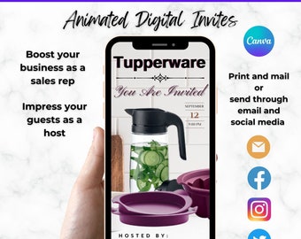 Uitnodigingssjabloon, digitale uitnodiging voor feest, geanimeerde digitale uitnodiging, digitale uitnodiging voor feest, leuke uitnodiging voor feest, hostuitnodiging