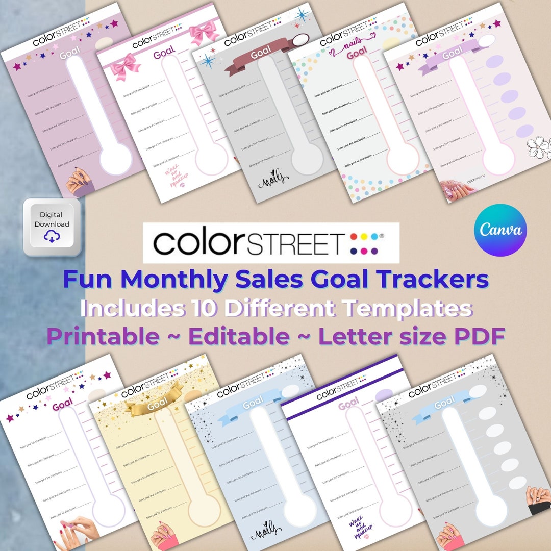 Colorstreet Sales Goal Tracker Printable, Thermometer Goal Tracker ...