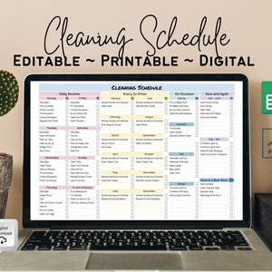 EDITABLE Cleaning Planner, Cleaning Checklist, Cleaning Schedule, Weekly Cleaning, Cleaning Printable, Household Planner, ADHD Cleaning