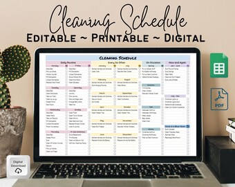 BEWERKBARE schoonmaakplanner, schoonmaakchecklist, schoonmaakschema, wekelijkse schoonmaak, schoonmaak afdrukbaar, huishoudelijke planner, ADHD-reiniging