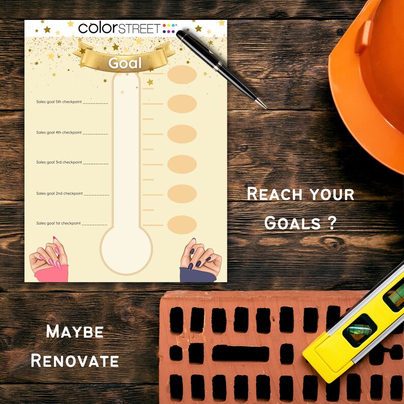 Colorstreet Sales Goal Tracker Printable, Thermometer Goal Tracker, Editable Goal Tracker ...