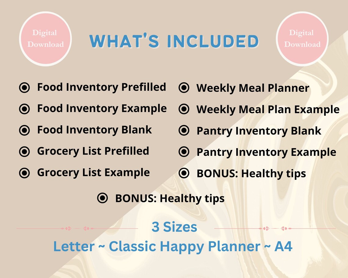 Printable Digital Weekly Meal Planner, Printable Planner, Menu Planner ...