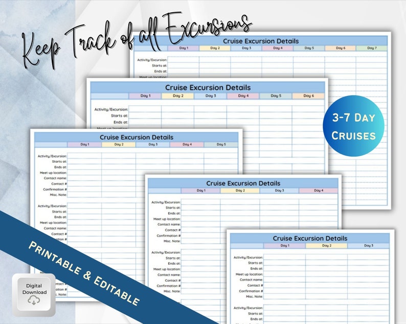 Cruise Planner Printable, Vacation Planner, Cruise Tips, Digital Travel ...