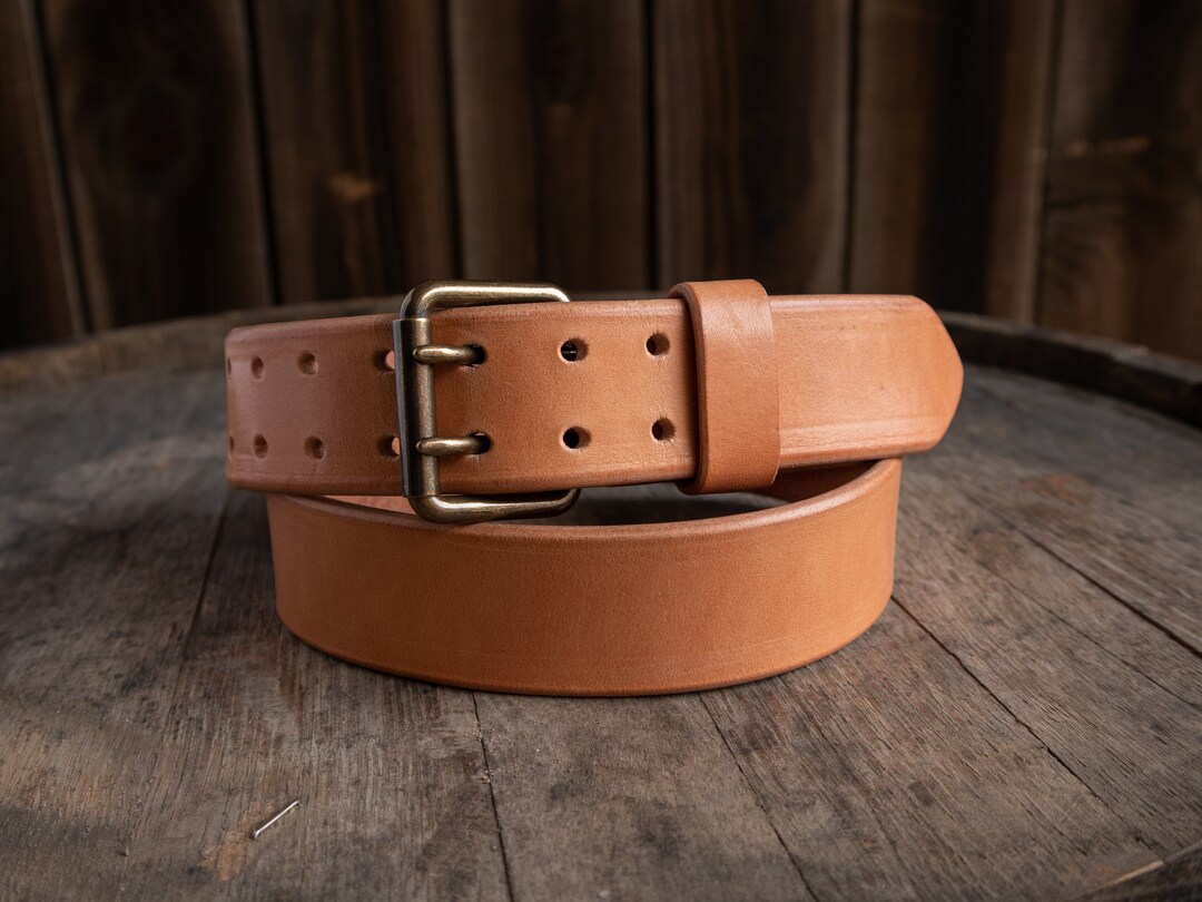 Mens Custom Belt, Full Grain Belt, Double Prong Buckle, Handmade Belt