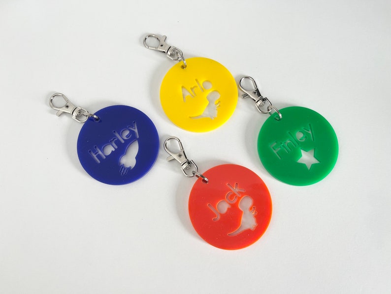 Personalised School Bag Tag Name Keyring Childrens Keyring Bag Tag