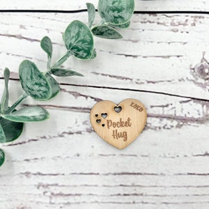 Wooden Pocket Hug Token Gift Gifts For Family and Friends Sending You a Hug Present Thinking of You Missing You Best Friend Gift image 3