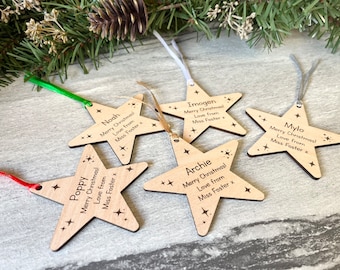 Regalo de alumno maestro - Regalo de Navidad 2023 - Estrella de madera personalizada - Decoración de Navidad - Regalo de fin de año - Regalo personalizado - Regalo personalizado