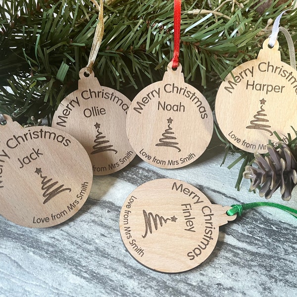 Personalised Christmas Bauble - Christmas Decor - Teacher Pupil Gift - Personalised Gift - Wooden Engraved - Christmas Keepsake - Custom