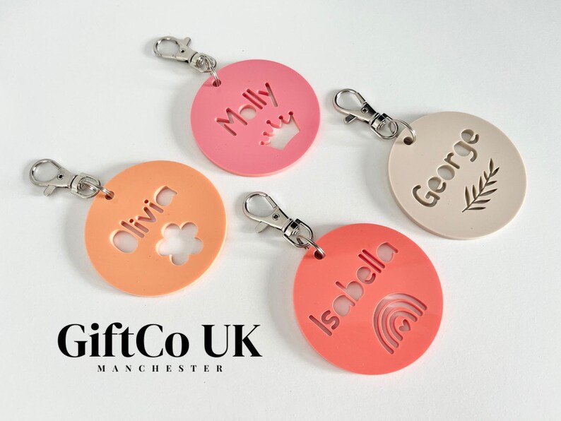 Personalised School Bag Tag Name Keyring Childrens Keyring Bag Tag