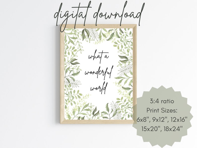 What a Wonderful World Wall Art Digital Download Printable Etsy