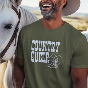Country Queer Jersey Short Sleeve T-shirt, Queer Cowboy, Cowgirl, Country Queer, Queer T-shirt, Gay Cowboy, Lesbian Cowgirl, LGBTQIA Gift