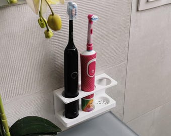 Holder for 3 Electric Toothbrushes Easy Wall Mount | Bathroom Organizer | Minimalist Toothbrush Stand