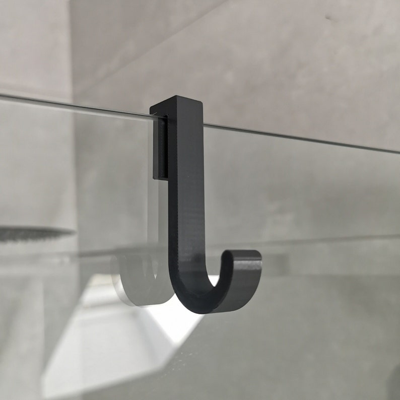 BIG Towel hook for the glass of the shower cabin, 6mm, 8mm, 10mm. Glass panel hook. Handtuchhalter Bathroom decor. Towel hanger. Shower hook Antracyt / Grafit