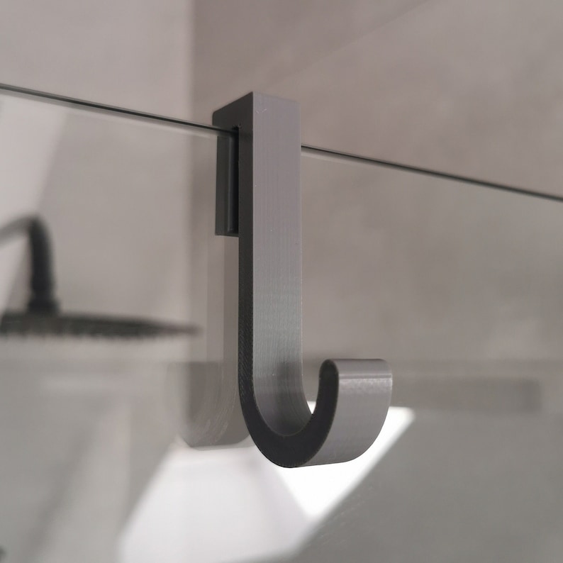 BIG Towel hook for the glass of the shower cabin, 6mm, 8mm, 10mm. Glass panel hook. Handtuchhalter Bathroom decor. Towel hanger. Shower hook Grey