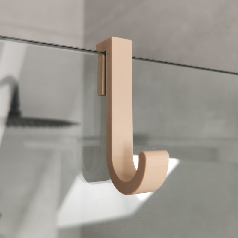 BIG Towel hook for the glass of the shower cabin, 6mm, 8mm, 10mm. Glass panel hook. Handtuchhalter Bathroom decor. Towel hanger. Shower hook Beige