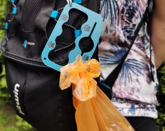 Dog Poop Bag Holder with Carabiner, Leash Accessory, Paw Print Design, Pet owner gift