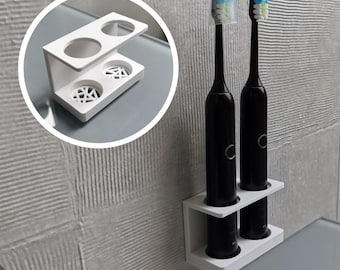 Wandhalter für elektrische Zahnbürste - Wasserfestes Bio Material, einfache Montage ohne Bohren, Ordnung im Bad, aufgeräumtes Waschbecken. Dekor im modernen Stil.