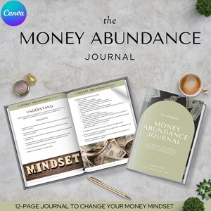 The Money Abundance Journal Money Mindset Digital journal lead magnet money manifestation journal  Mindset workbook canva journal prompts