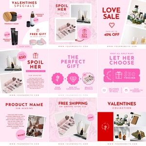 Valentines Day Promo Flyer Bundle | 23 Editable Canva DIY Templates Real Estate Coach Hair Beauty Wigs Bundles Social Media Instagram