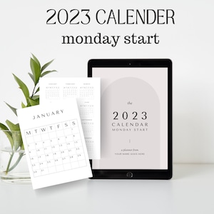 2023 calender monday start canva template floral calender printable 2023 yearly calender