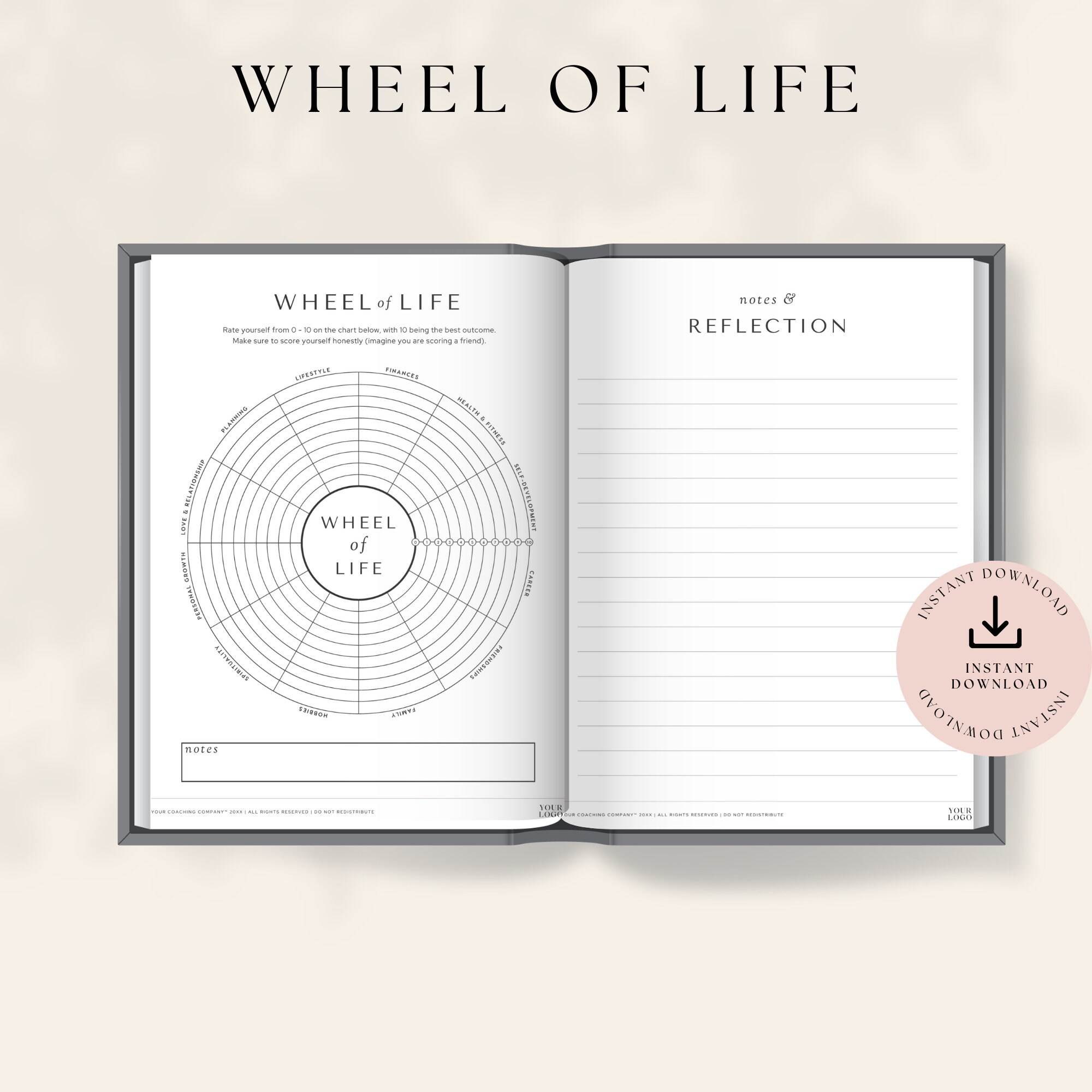 Wheel of Life Worksheet Template Life Balance Coaching Templates Mental ...