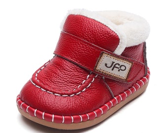 Genuine leather warm winter booties for babies and toddlers