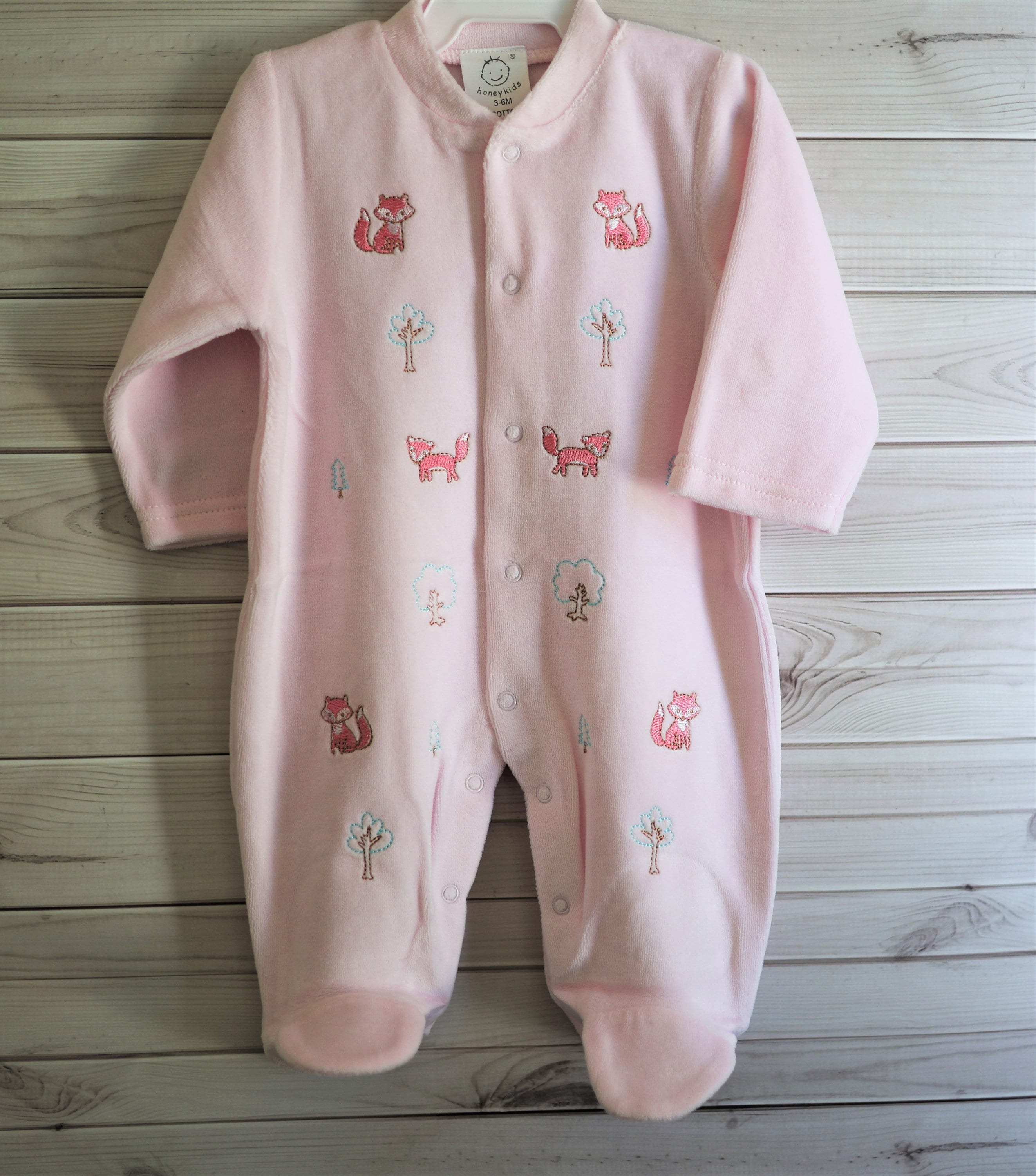 Velour Bebe Footie - Heather Pink
