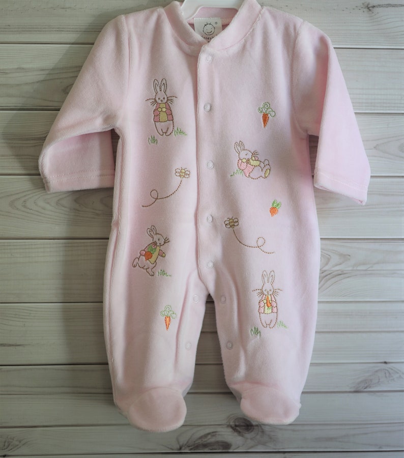 All Season Velour Baby Footie With Beautiful Embroidery Designs Etsy
