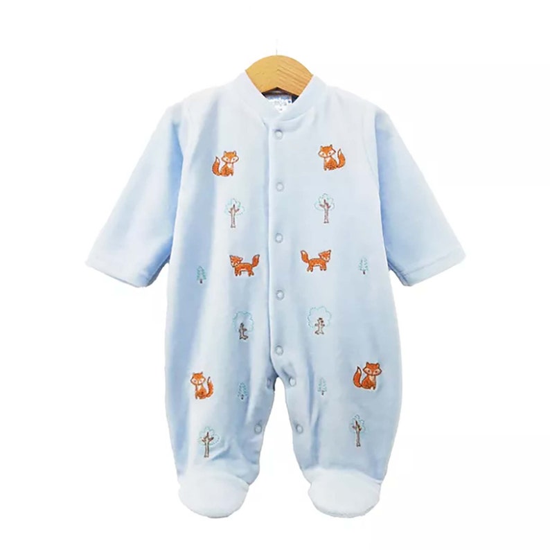 All Season Velour Baby Footie With Beautiful Embroidery Designs Etsy