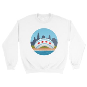 Chicago Bean and Skyline | Classic Unisex Crewneck Sweatshirt | Sweatshirt For Men and Women
