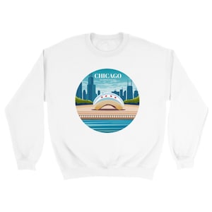 Chicago Bean and Skyline | Classic Unisex Crewneck Sweatshirt | Sweatshirt For Men and Women