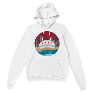 Chicago Bean und Skyline | Klassischer Unisex Pullover Hoodie | Kapuzenpullover für Männer und Frauen