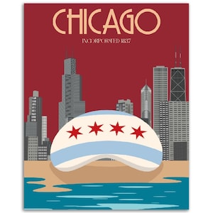 Chicago Bean and Skyline | Premium Matte Paper Poster | Wall Poster | Home Decor
