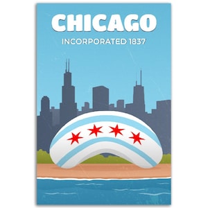 Chicago Bean and Skyline | Premium Matte Paper Poster | Wall Poster | Home Decor