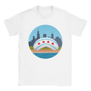 Chicago Bean und Skyline | T-Shirt für Männer und Frauen | Klassisches Unisex Crewneck T-Shirt