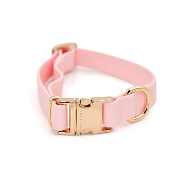 Elise Collar - Rose | Light Blush Pink, Waterproof, Lightweight, Durable, Easy to Clean, Quick Release Buckles, Gold Hardware, For Dogs/Cats