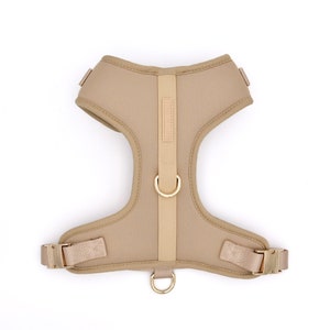 Elise Harness - Sand | Tan Brown, Adjustable Y-H, Neoprene, Weatherproof, Lightweight, Durable, Easy to Clean, Top Handle, Gold, Dogs/Cats