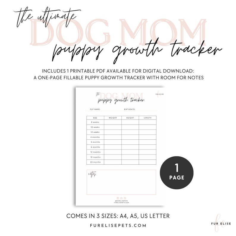 Puppy Growth Tracker Ultimate Dog Mom Planner, New Puppy Essentials