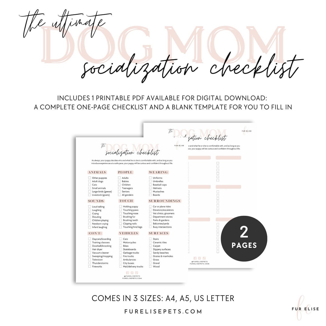 Puppy Socialization Checklist | Ultimate Dog Mom Planner, New Puppy ...