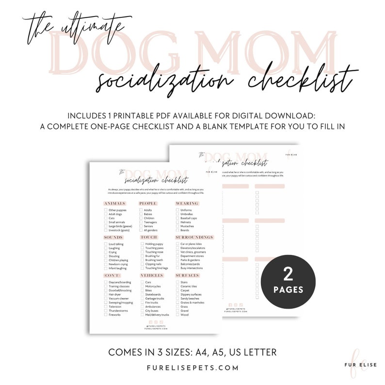Puppy Socialization Checklist Ultimate Dog Mom Planner, New Puppy
