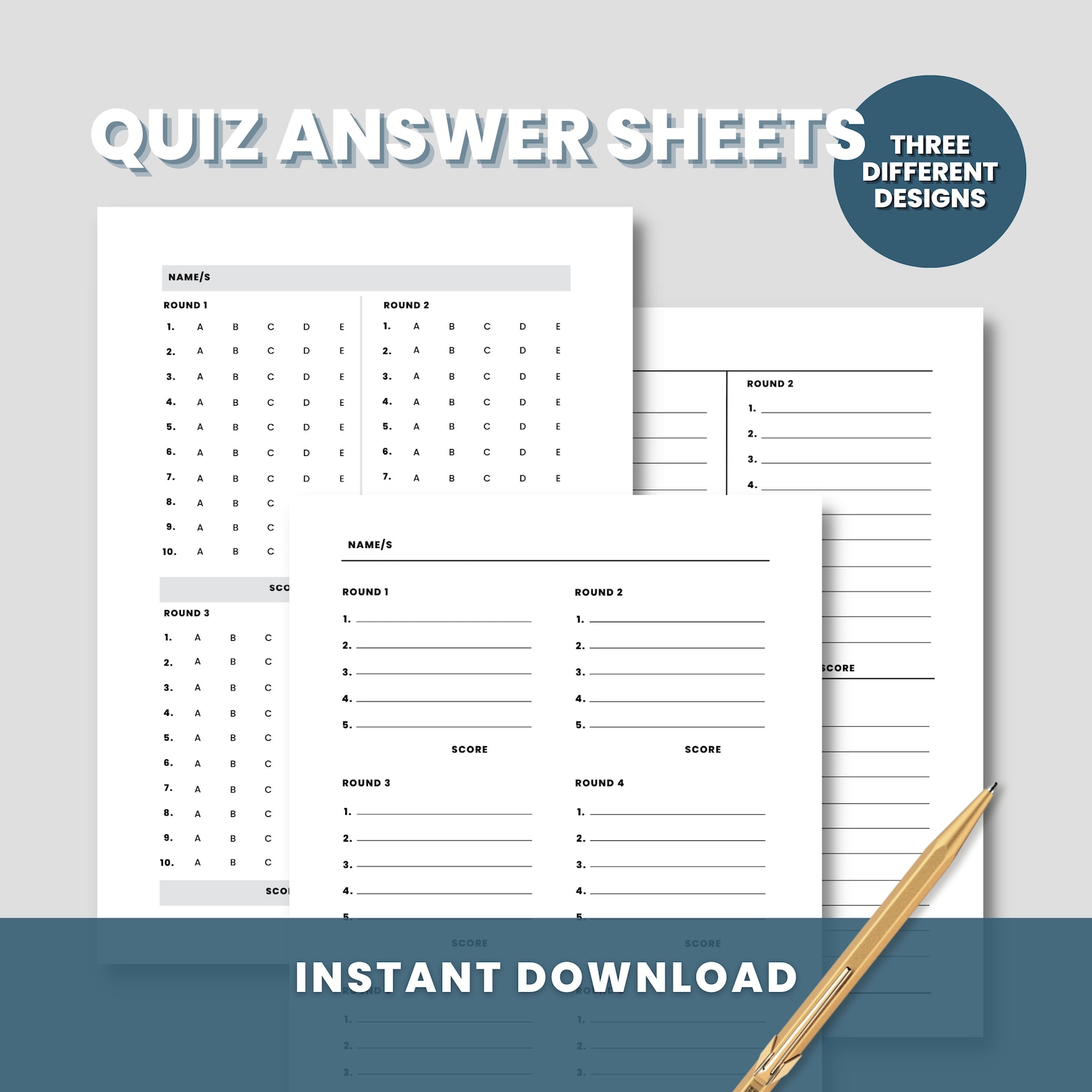 Quiz Answer Sheets, Printable Quiz Sheets, Digital Download Template - Etsy