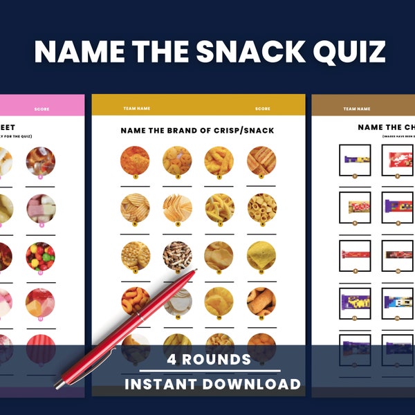 Snack Quiz, Food Quiz Questions, Picture Round Quiz, British Foods Quiz,