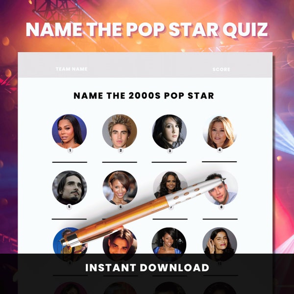 2000s Pop star Quiz, Music Quiz, Y2K Quiz, Guess the Celebrity Quiz, Picture Round Quiz, Entertainment Quiz,