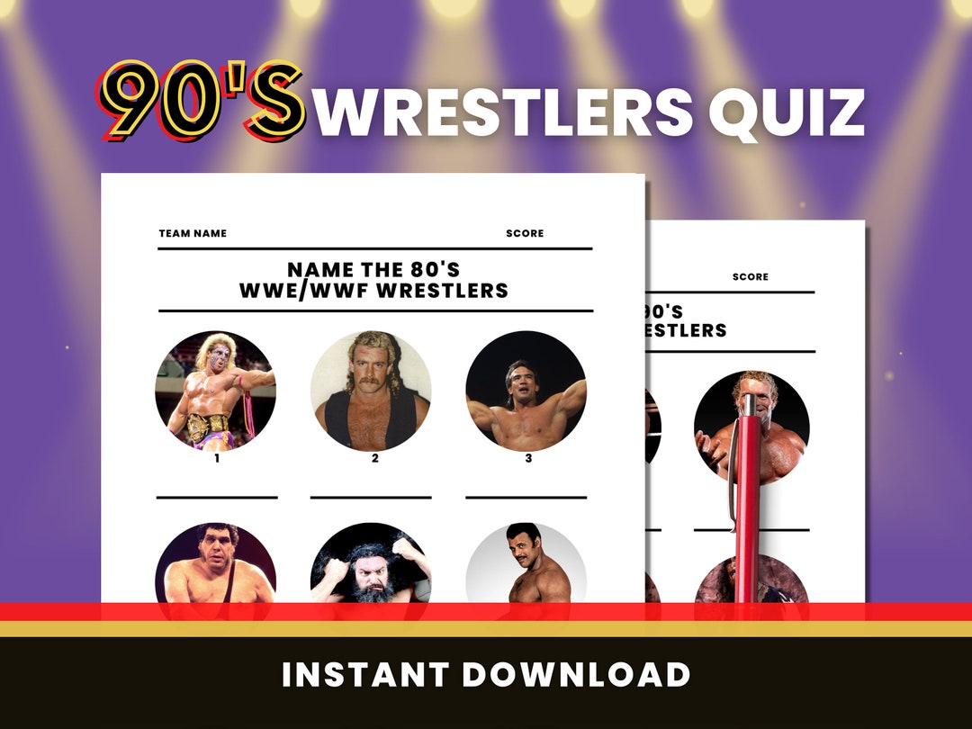 Printable 90's Wrestlers Quiz Questions, 90's Quiz, Picture Round Quiz